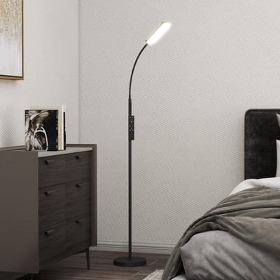 STILVORA Staande Lamp – Dimbaar Met Afstandsbediening En Touchbediening – 175 cm – Staal – Zwart – Voor Lezen En Wonen – 360 Graden Zwenkhals