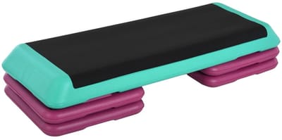 Fitness Step - Stepper - Aerobic Step - Stepbank - In Hoogte Verstelbaar 10‑20 cm - Antislip - Stepper Fitness - Fitnessstep - voor Thuis, Sportschool, Kantoor - voor Revalidatie en Krachttraining - Zwart+Groen+Paars