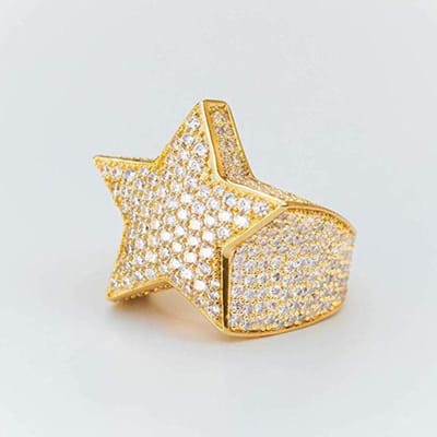 Milangirl Nieuwe Hip Hop Rock Vijf Sterren Ringen Mannen Luxe Goud Zilver Kleur Strass Zirkonia Pentagram Ringen Vrouwen Bruiloft Feest 8 goud