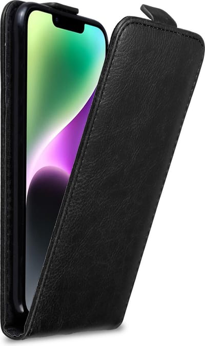 Cadorabo Hoesje geschikt voor Apple iPhone 14 PLUS in ZWARTE NACHT - Beschermhoes in flip design Case Cover met magnetische sluiting
