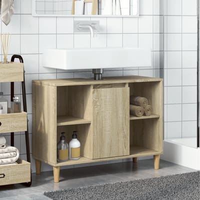 vidaXL - Badkamerkast - 80x33x60 - cm - bewerkt - hout - sonoma - eikenkleurig