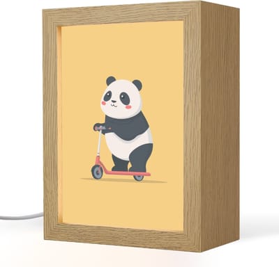Nachtlampje 15x20 cm - Kinder lampje - Panda - Step - Geel - Tafellamp kinderkamer - Slaapkamer lamp - Bedlamp kinderen - Kinderlampje stopcontact - Wandlamp babykamer - Nachtlampjes