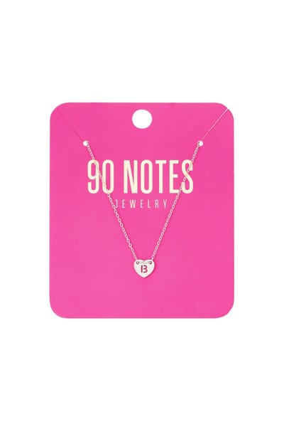 90 NOTES - Initial Heart Ketting - Letter B - zilverkleurig