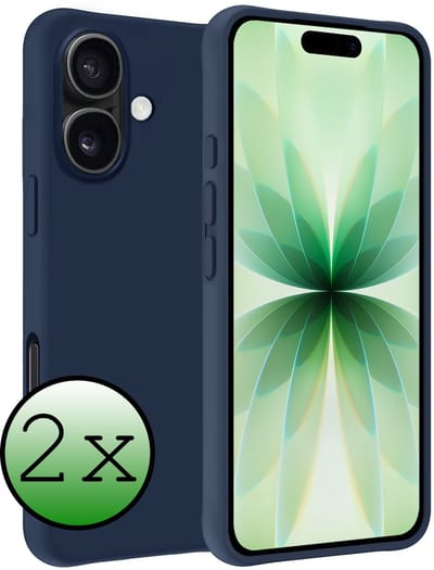 Hoesje 2 Stuks - Geschikt voor Apple iPhone 17 - Sterk & Shockproof - Case Siliconen - Back Cover - Telefoon Hoes - Donkerblauw