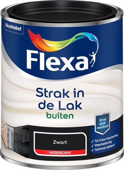 Flexa - Strak In De Lak Buitenlak Hoogglans - Zwart - 750 Ml
