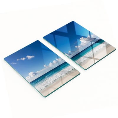 Decoratieve glazen serveerplanken voor snacks, Seychellen strand 2x40x52 cm
