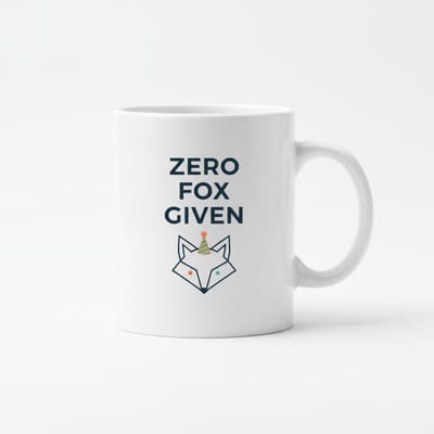 Grappige Tekst Mok “Zero Fox Given” – Minimalistische Vos Illustratie – Koffie & Thee Mok – 330 ml