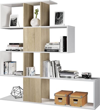 CALICOSY - Libreria con 4 livelli e 11 scomparti di archiviazione - H145 cm - Zigzag