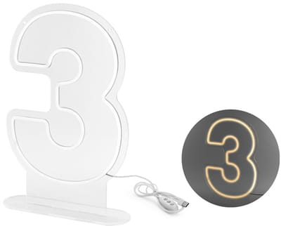 Neon LED - Nummer '3', wit, 50 cm