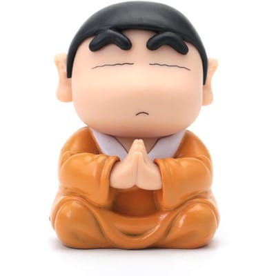8cm Shin Chan Cos Bouddha Boussole Bonne Chance Compassion Figurine d'Action Poupée Kawaii Drôle Modèle PVC Jouets Collection Cadeaux Enfants beige