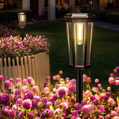 Solar tuinverlichting set van 2, waterdichte LED tuinlampen voor buiten, automatische aan/uit functie, geschikt voor terras, tuin, en paden