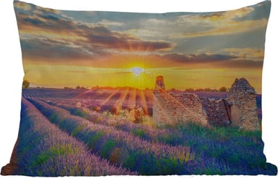 Buitenkussens - Tuin - Lavendel - Zonsondergang - Ruïne - Paars - 50x30 cm