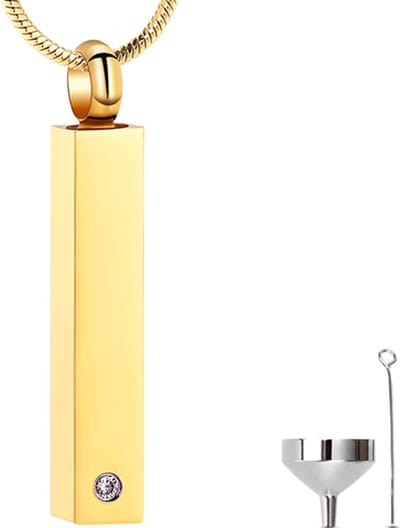 Luxe Ashanger - met Ketting (55 cm) - Voor As, Haren of Parfum - Assieraad - As Ketting - Gedenksieraad - Urn - As hanger - Incl. As vuller en Opbergzakje - Gold Diamond
