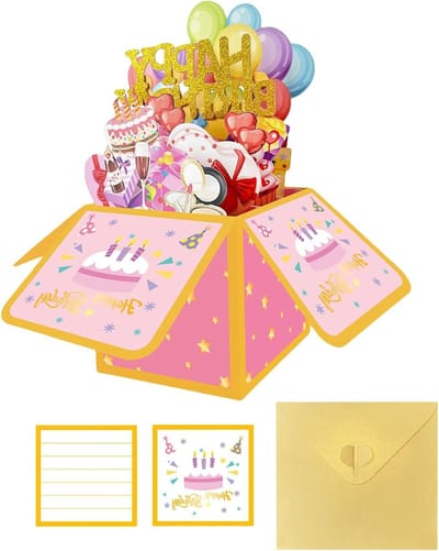 3D Pop Up Verjaardagskaart, Creatieve Cadeaukaart met Envelop, Feestdecoratie voor Mannen, Vrouwen en Kinderen