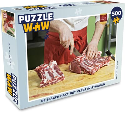 Puzzel De slager hakt het vlees in stukken - Legpuzzel - Puzzel 500 stukjes