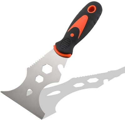 Dailygoods- Plamuurmes 15-in-1 - Roestvrij Staal - Multifunctionele Schraper - Ergonomische Handgreep - Voor Schrapen en Schilderen - Ideaal voor Klussen