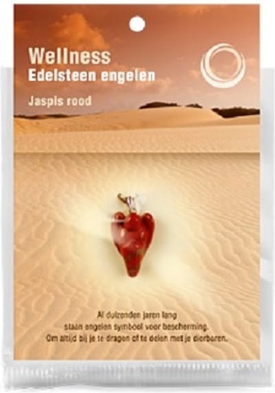 Engelen hanger + kaart Jaspis rood