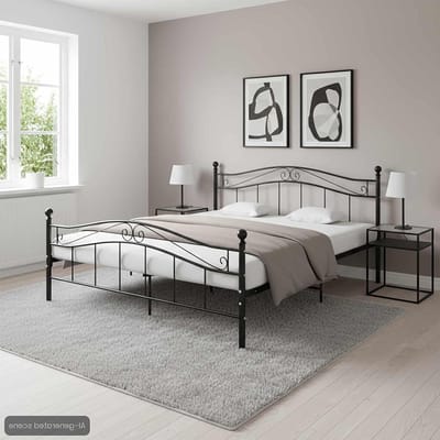 Bedframe Metaal - Tweepersoonsbed Frame - Heerlijke Nachtrust - Massieve Constructie - 160x200 cm - Zwart