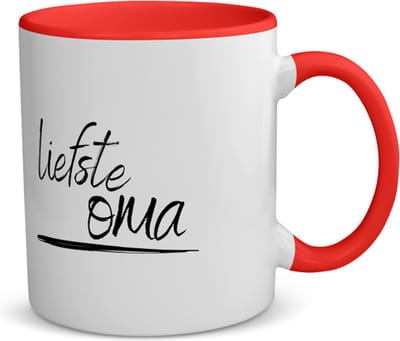 Akyol - liefste oma koffiemok - theemok - rood - Oma - de liefste oma - verjaardagscadeau - verjaardag - cadeau - cadeautje voor oma - oma artikelen - kado - geschenk - gift - 350 ML inhoud