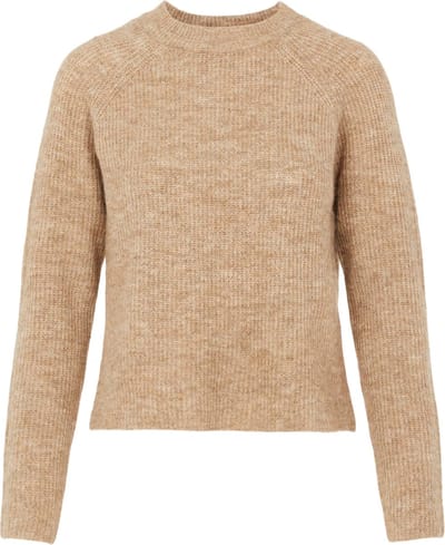 PIECES PCELLEN LS O-NECK KNIT BC Dames Trui Silver Mink - Maat XS