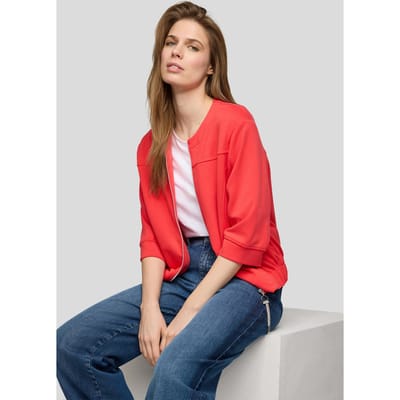 Verkort jersey jasje met glitterdetail - rood - Gr. 38 van Goldner Fashion