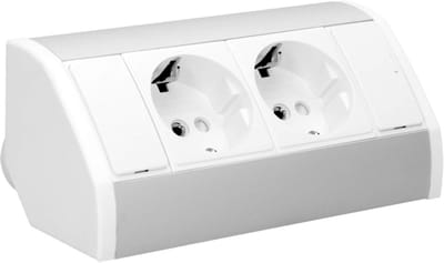 Thijox - Hoekcontactdoos 2-Vaks met Kinderbeveiliging || 45° Opbouwmontage || 3680W || Veiligheid voor Kinderen || Voor Thuis, Tuin, Keuken, Feest