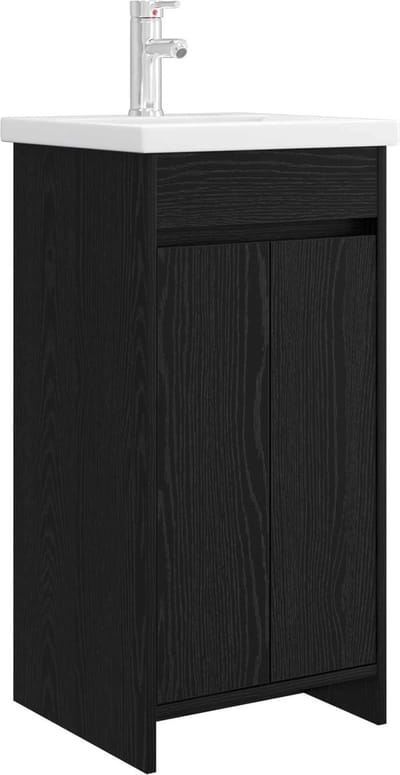 vidaXL - Badkamer - Vanity - met - Wastafel - Zwart - eiken - 42 - x - 40 - x - 84,5 - cm
