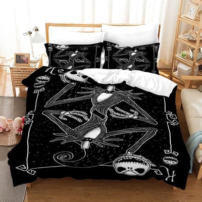 3-delige Dekbedovertreksets Queen Size, Nightmare Before Christmas Jack en Sally Roos Decor Beddengoedset 2/3-delig Polyester Dekbedovertrek 70x133cm 2pcs