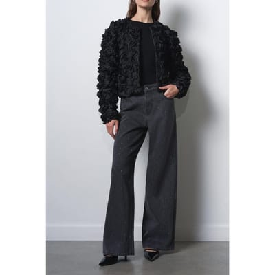 French Connection Verity Textured Short Jacket Black Maat: S | Faux-Fur Jassen Outlet | Dames | Zwart