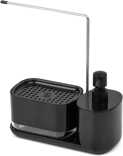 Soap Organizer Set voor Keuken - Zwarte Zeepdispenser met Sponshouder en Handdoekhouder voor de Gootsteen