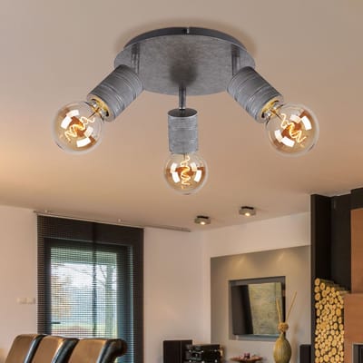 Plafondlamp Eetkamerlamp Woonkamerlamp Plafondspot Spotlight, metaal aluminium zilver, 3 vlammen, H 16 cm