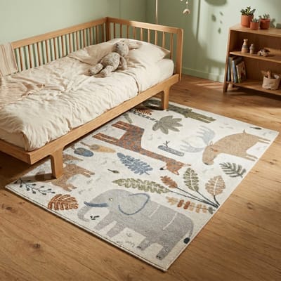 Little Olly Wasbaar kindervloerkleed - Mace Animals Creme - 80x150cm