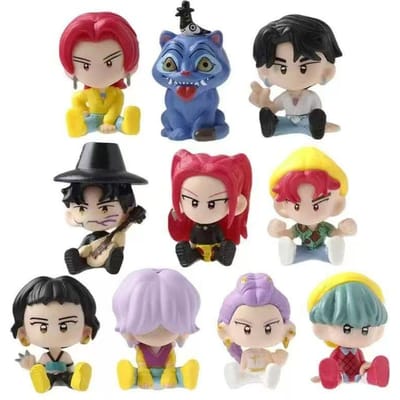 Lot de 10 figurines d'action Demon Hunters Kpop Huntrix Rumi Mira Zoi Saja Garçons Tigre Derpy Décoration de Bureau Modèle Poupée gray