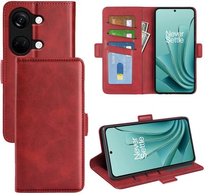 MobyDefend Hoesje - Geschikt voor OnePlus Nord 3 - Luxe Wallet Book Case (Sluiting Zijkant) - Rood