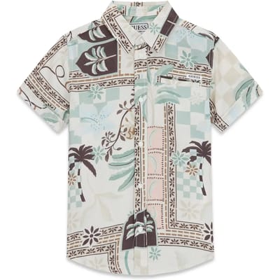 Korte mouwen viscose popeline shirt voor kinderen Guess