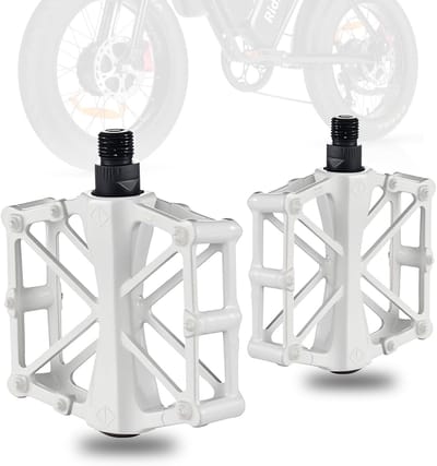 Witte pedalen,fietspedalen voor elektrische fiets, aluminium lichtgewicht platformpedaal met antislippennen, duurzaam plat pedaal voor elektrische fiets