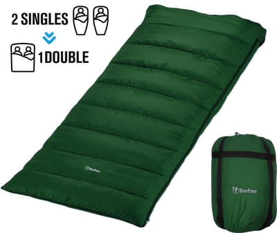 Beefree Slaapzak XL - Grote Katoenen 220 x 90cm - aanritsbaar - Groen