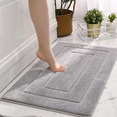 Antislip badmat - Grijze badkamermat - Extra zacht en absorberend - Microvezel badkamermat - Machinewasbaar en droogbaar - 20" x 32"
