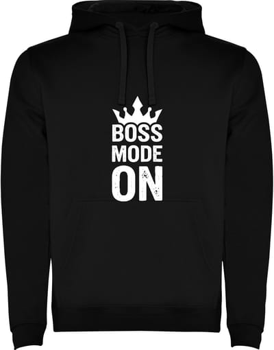 Zwarte Hoodie BOSS Mode On met kroon - Zelfsport - Humor Maat M