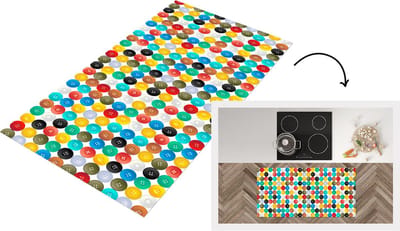 Keukenloper - Loper keuken - Knopen - Regenboog - Kleding - Design - 120x60 cm - Keukenloper vinyl