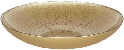 DECO FACTORY, KA6137, Elegante gouden glazen slakom, perfect om uw gerechten stijlvol te serveren, ideaal voor recepties en dagelijkse maaltijden, diameter 30 cm, goudkleur