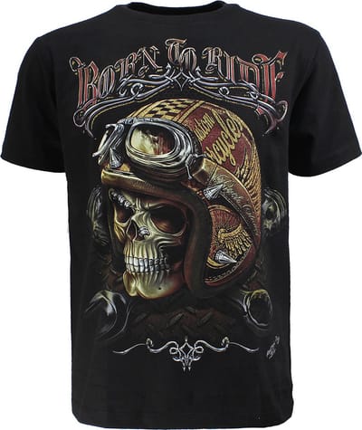 Biker Glow in the Dark T-Shirt Born To Ride - Origineel Design - M