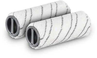 SQOON® Microvezel rollers/rollen geschikt voor Kärcher FC 3 / FC 5 - Gelijk aan model: 2.055-007.0 - Voor grondige reiniging van harde vloeren - Set van vervangingsrollen grijs