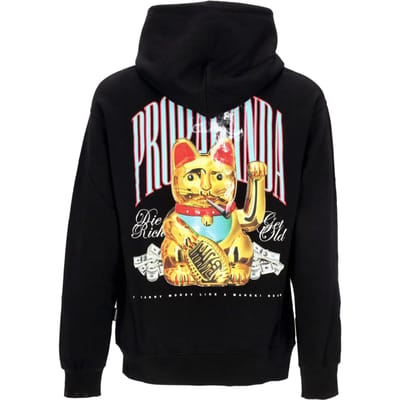 Maneki Hoodie Zwart lichtgewicht sweatshirt met capuchon