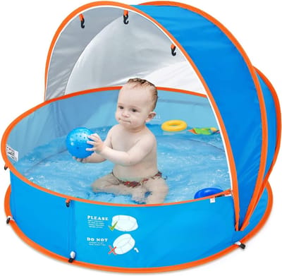 ZMR® Strandtent Baby - Strandtent Pop Up - Tent Baby - Donkerblauw/Oranje - 120cm x 80cm x 90cm