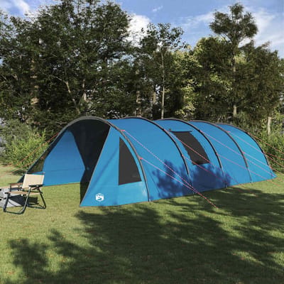 vidaXL - Tunnel - Tent - voor - 6 - Personen - 6-persoons - Blauw - en - Grijs