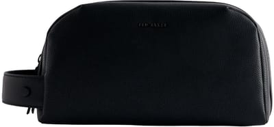 Ted Baker Leren Toilettas LANIIS Recycled Leather Washbag Black Zwart
