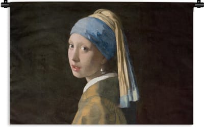 Wandkleed - Wanddoek - Meisje met de parel - Schilderij - Oude meesters - Vermeer - 180x120 cm - Wandtapijt