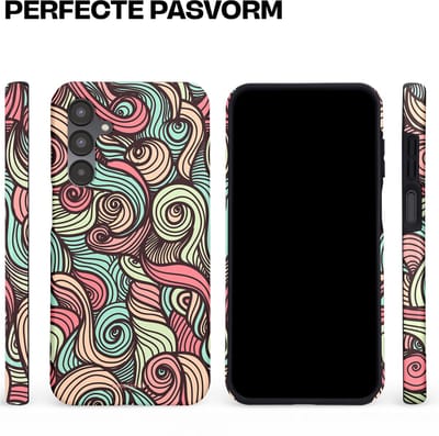 Casetastic hoesje geschikt voor Samsung Galaxy A16 - Dubbellaagse bescherming - Pastel Swirl Vibes - Fashion Case - Taupe Donkergrijs Saliegroen Grijs