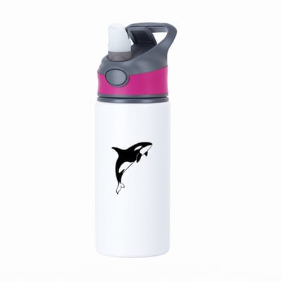 Hacebo® - Orca's waterfles met rietje roze - Vissen - Dieren liefhebbers - Zeedieren - roofdieren - water fles - 650ML